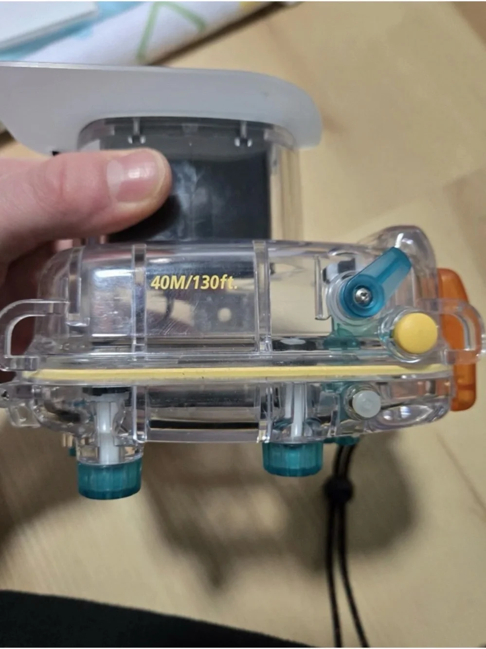 Canon Underwater Camera Housing - Clear with Blue & Orange Accents